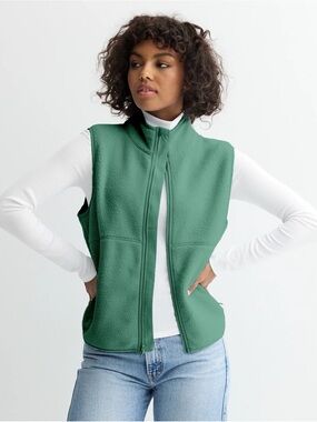 SO Green Fleece Zip-Front Vest